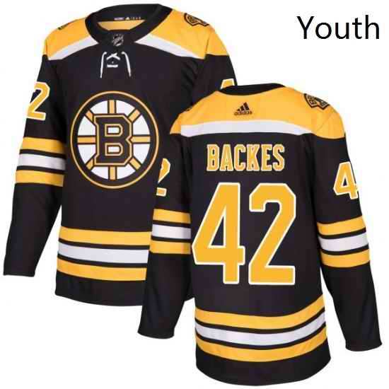 Youth Adidas Boston Bruins 42 David Backes Authentic Black Home NHL Jersey